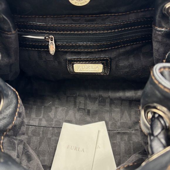 Furla Black Leather Braided Handle Tote - Picture 6 of 7